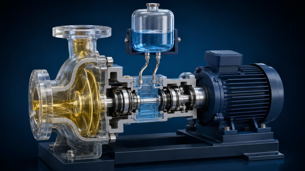 ALT文本： Single external and double mechanical seal arrangements for corrosive chemical pumps