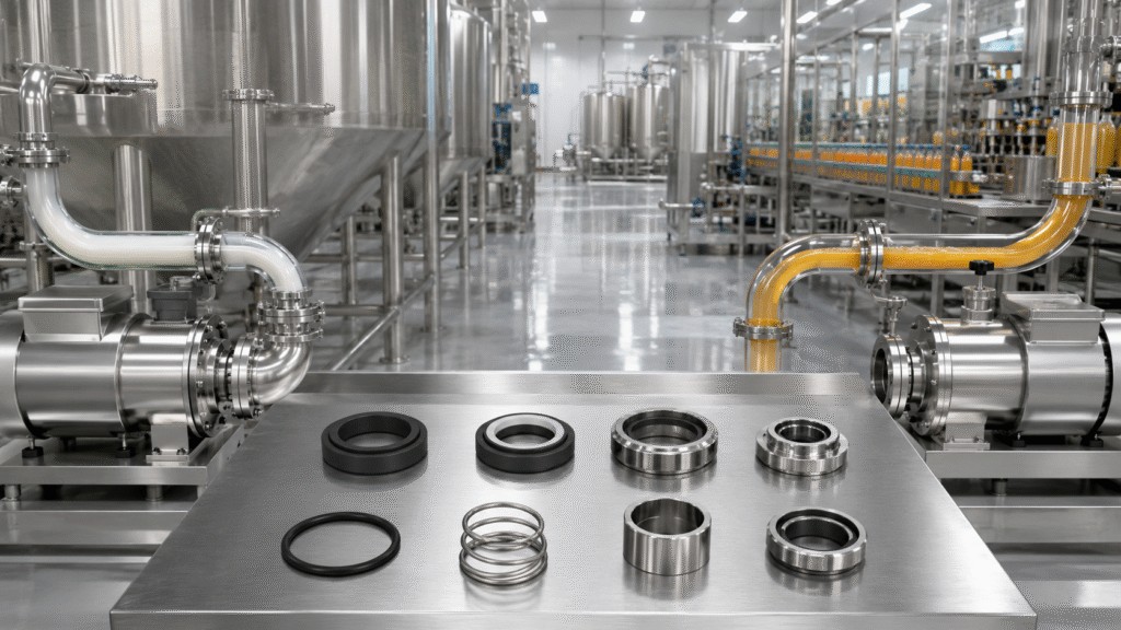 Food-grade mechanical seals for dairy and beverage pumps