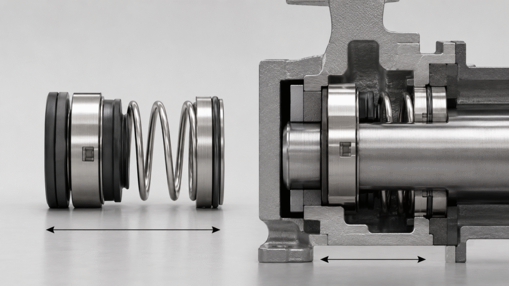 Mechanical seal free length and working length comparison