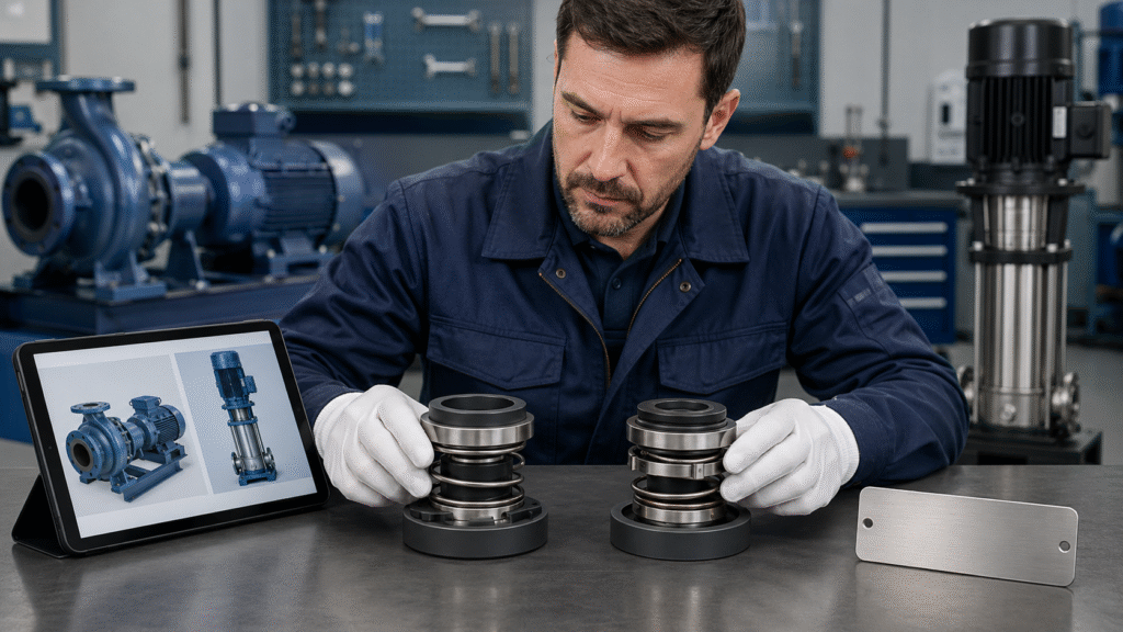 Mechanical seal identification by comparing old parts with pump application details