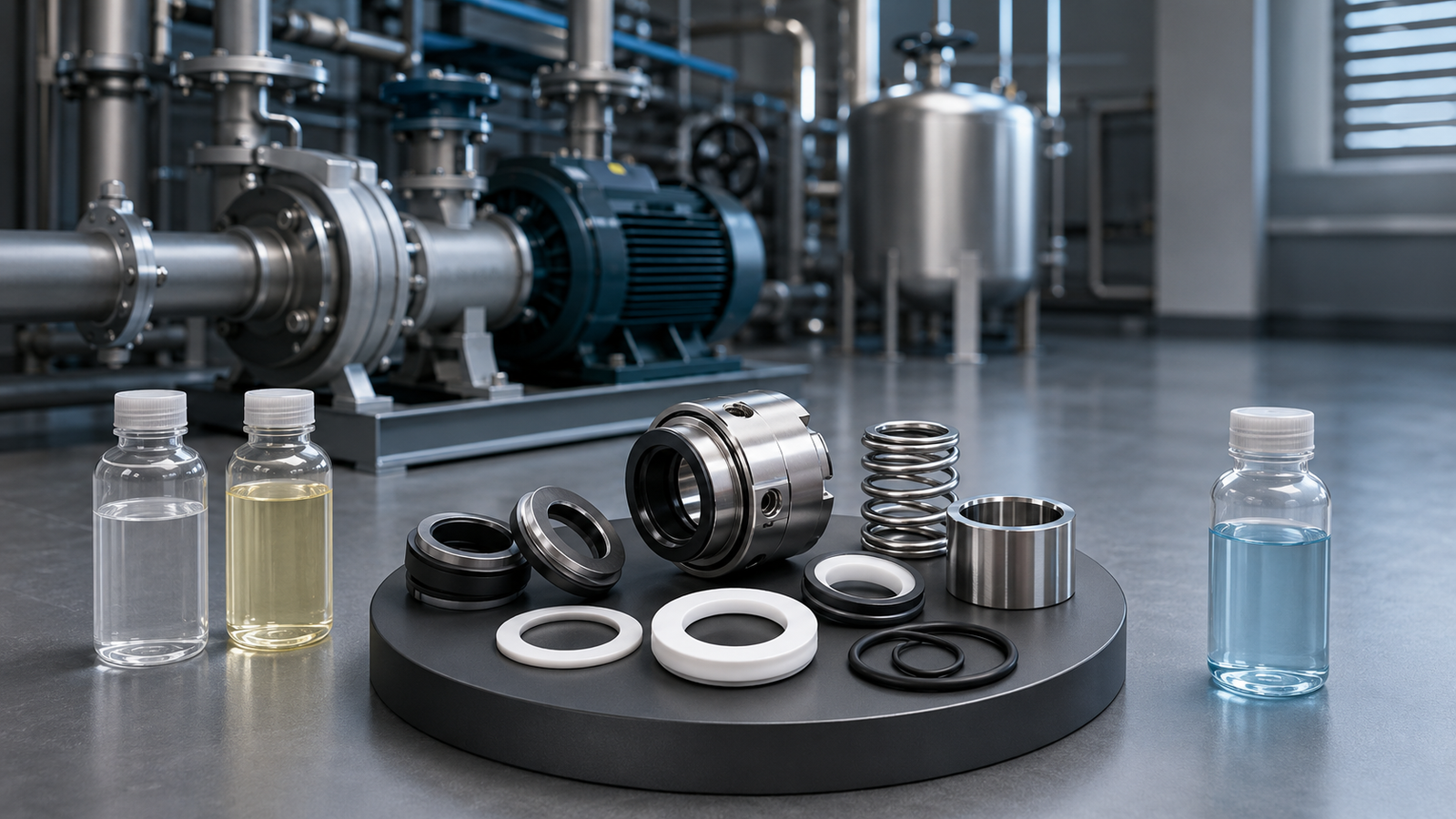 Mechanical seals for acids and corrosive fluids