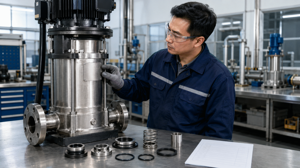 Pump data and mechanical seal identification before replacement