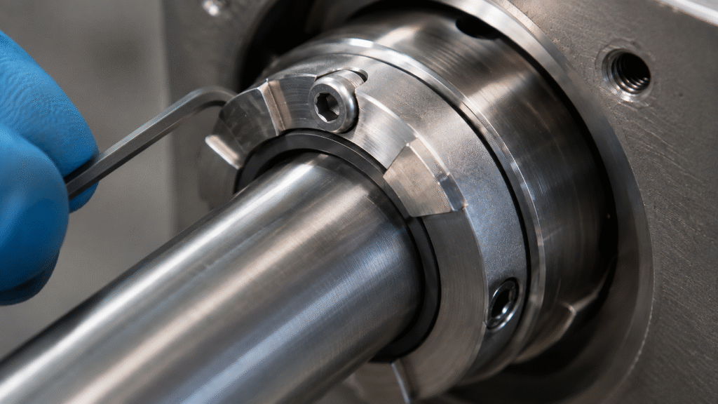 Cartridge mechanical seal setting clips and drive collar before final release