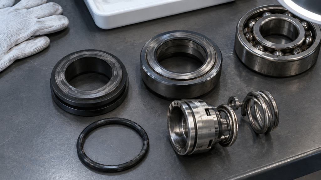 Uneven mechanical seal face wear caused by shaft movement and poor pump alignment