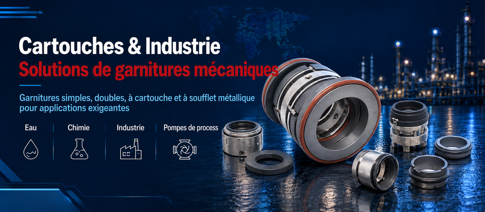 Garnitures mécaniques à cartouche et solutions d’étanchéité pour applications industrielles